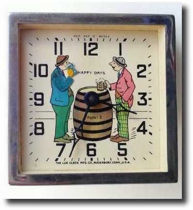C.1935, Lux Clock Mfg Co., animated desk clock — Antique Clocks Price Guide