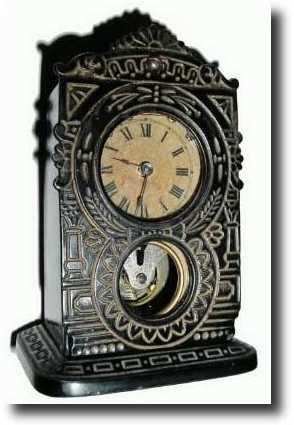 1883, Yale Clock Co., mini iron front shelf clock — Antique Clocks Price Guide