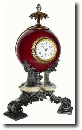 C.1890, French porcelain globe shelf clock — Antique Clocks Price Guide
