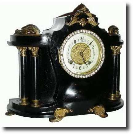 C.1900, New Haven Clock Co., Enameled iron mantel clock — Antique Clocks Price Guide
