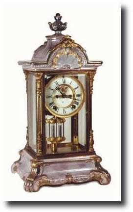 C.1905, Ansonia Royal Bonn, "Crystal Regulator No. 4" shelf clock — Antique Clocks Price Guide