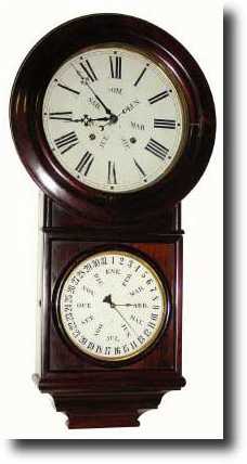C.1878, Welch Spring and Co, "No. 4 Round Head Regulator" calendar wall clock — Antique Clocks Price Guide