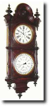 C.1878, Welch, Spring and Co., "No. 5 Regulator, B. W" double dial calendar clock — Antique Clocks Price Guide