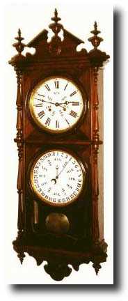 C.1870, Welch, Spring and Co. wall hanging double dial calendar clock — Antique Clocks Price Guide