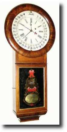 C.1865, Wm.L. Gilbert Round Long drop wall clock regulator — Antique Clocks Price Guide