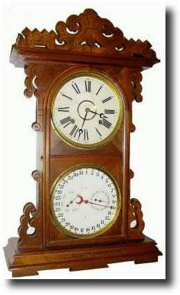 C.1885, E.N. Welch "Arditi" Double dial calendar shelf clock — Antique Clocks Price Guide