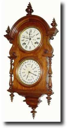 C.1880, Welch, Spring and Co., "Wagner, B.W. Hanging" wall calendar clock — Antique Clocks Price Guide