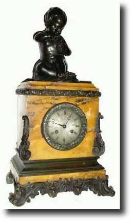 C.1830, French, Marble and Bronze figural clock — Antique Clocks Price Guide