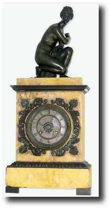 C.1860, French Bronze and Marble Figural clock — Antique Clocks Price Guide