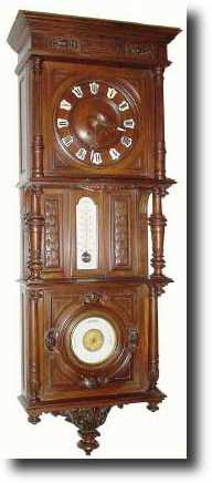 C.1900, French, Clock and Barometer Wall unit with shelves and a thermometer — Antique Clocks Price Guide