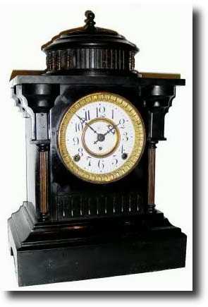 C.1890, F. Kroeber, New York Enameled Iron mantel clock — Antique Clocks Price Guide