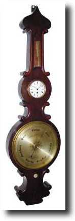 C.1870, English, Joseph Somalvico and Co. banjo wall barometer clock — Antique Clocks Price Guide