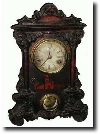 C.1870, Unknown 30-hour iron front shelf clock. — Antique Clocks Price Guide
