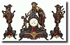 C.1890, French 3-Piece Mantel Garniture