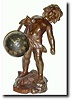 C.1890, French, Patinated Spelter figural clock of a boy