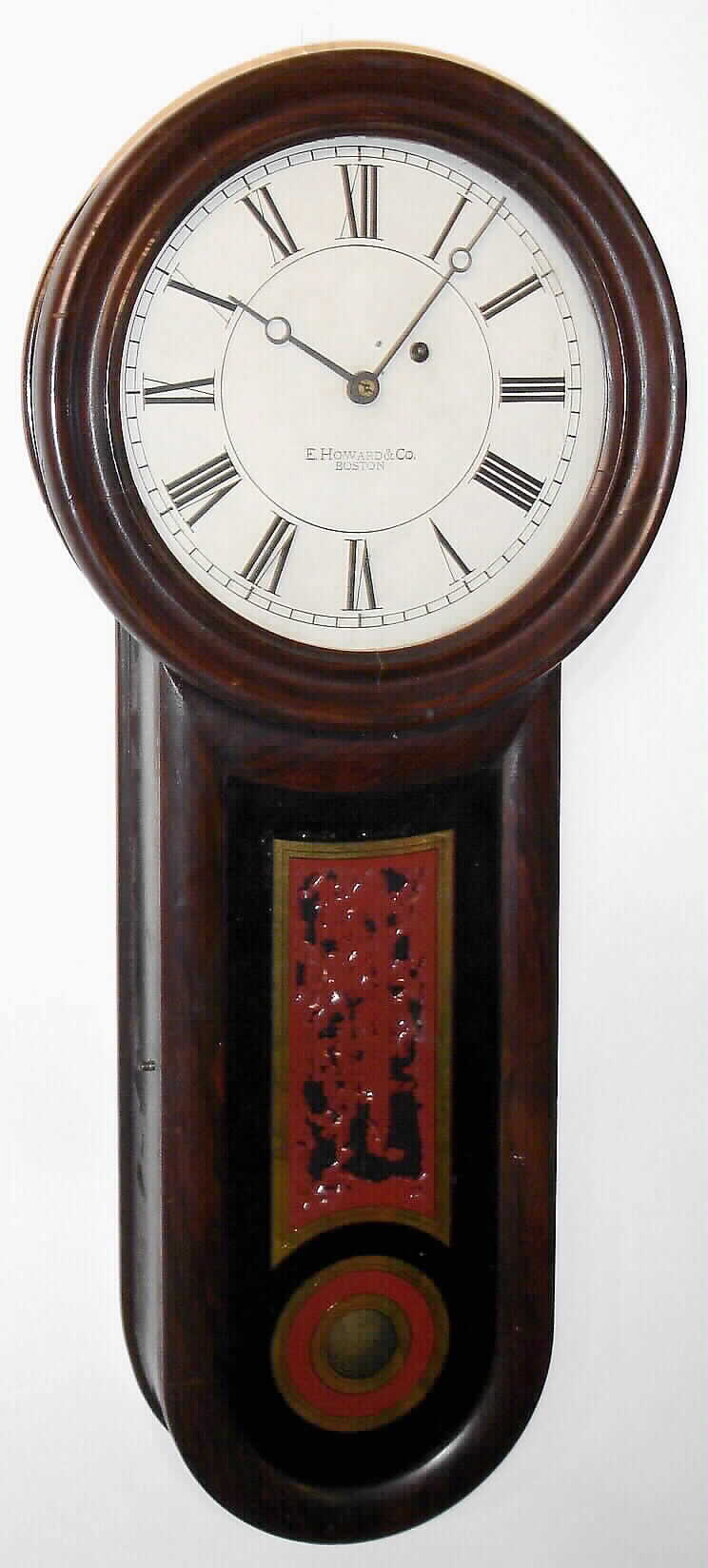 E. Howard and Co., Boston, No. 11 "Keyhole" time only 8 day weight driven, in rosewood grained cherry case, c1890 — Antique Clocks Price Guide