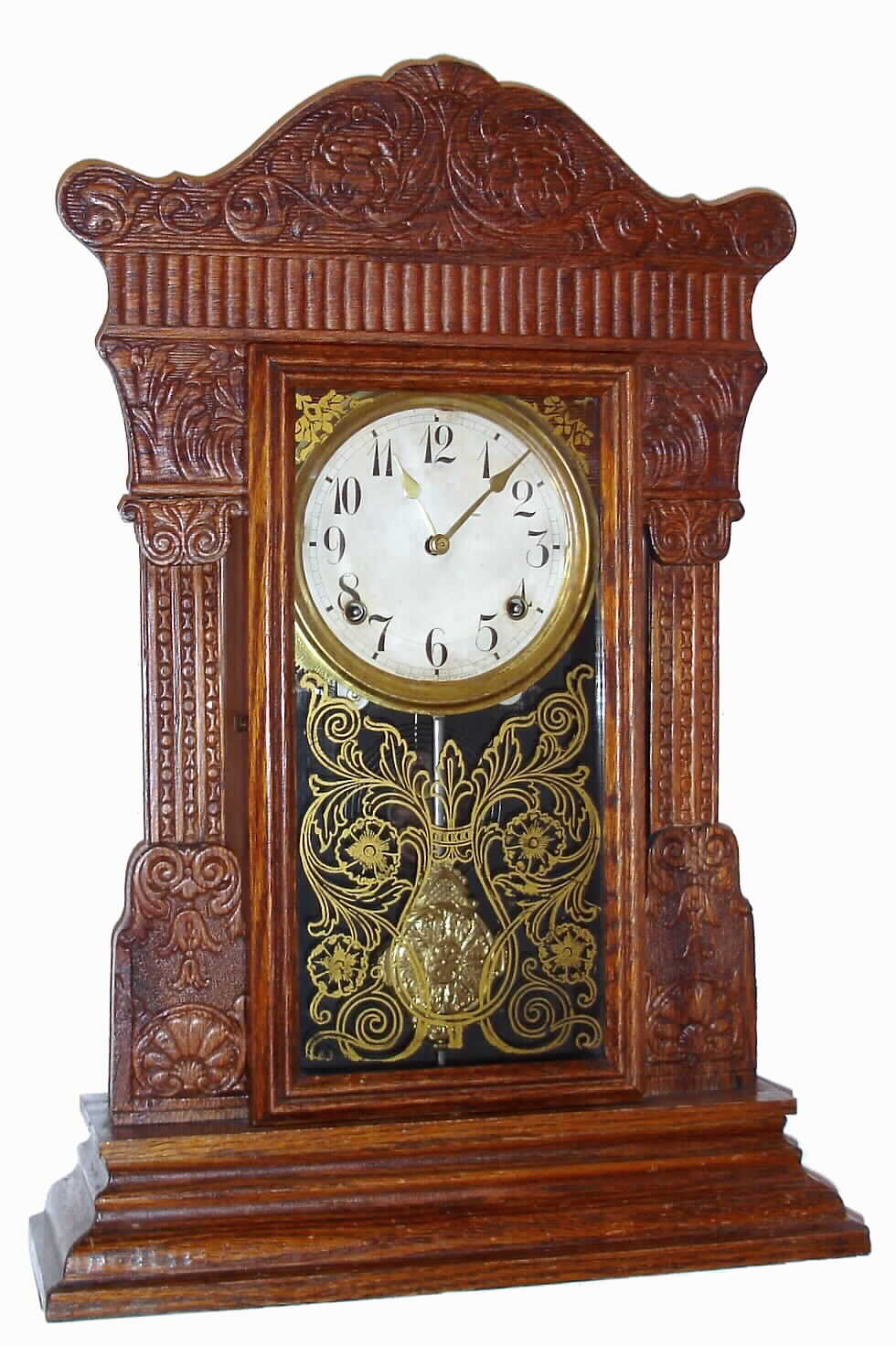 Gilbert Clock Co, Winsted, Conn., "No. 3205" from "Jewel Set", 8-day time and strike oak kitchen clock, C.1910. — Antique Clocks Price Guide