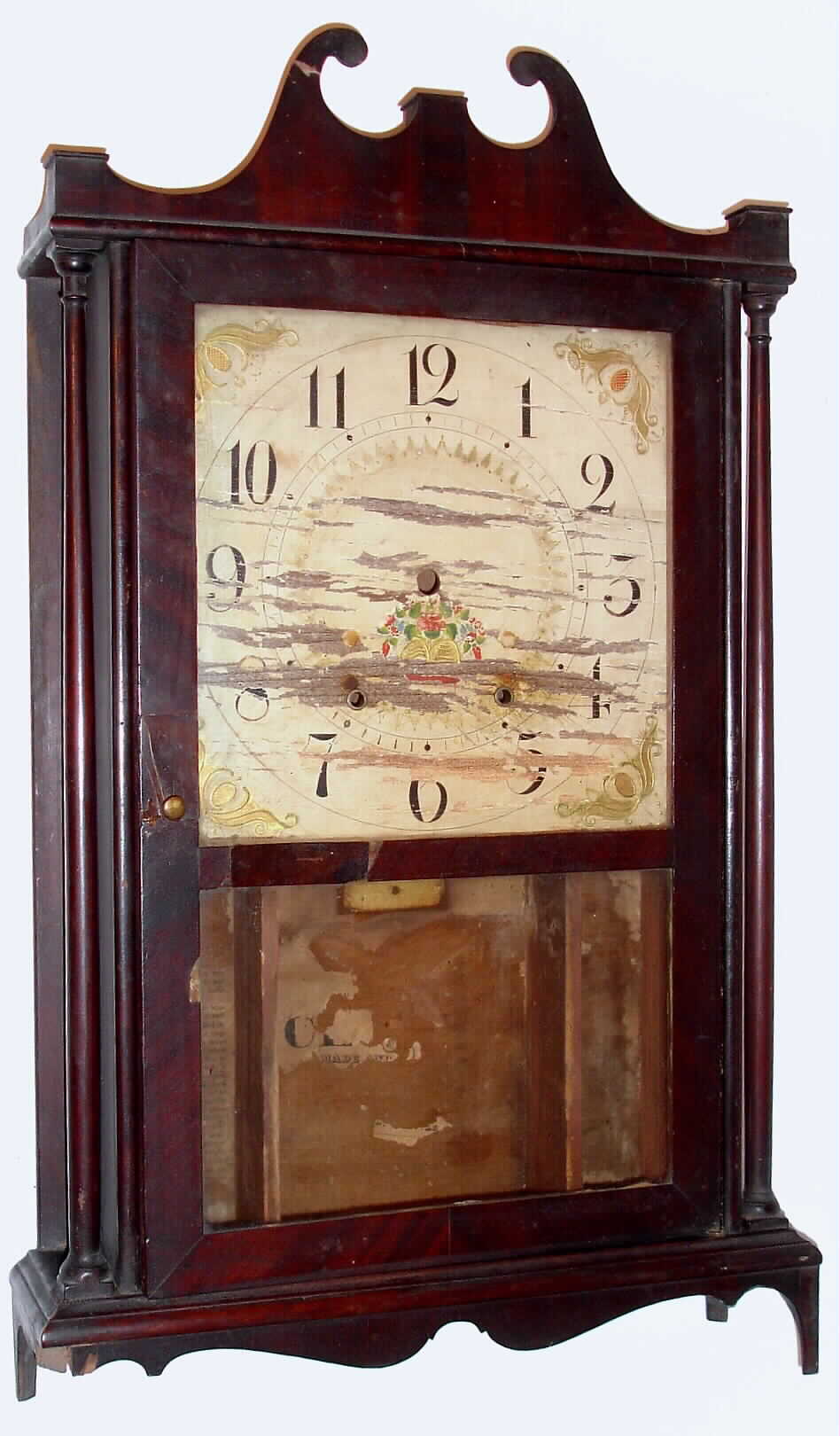 Pillar and Scroll mahogany veneer case and dial only c1825 and a Seth Thomas 9 1/2 strap brass movement — Antique Clocks Price Guide
