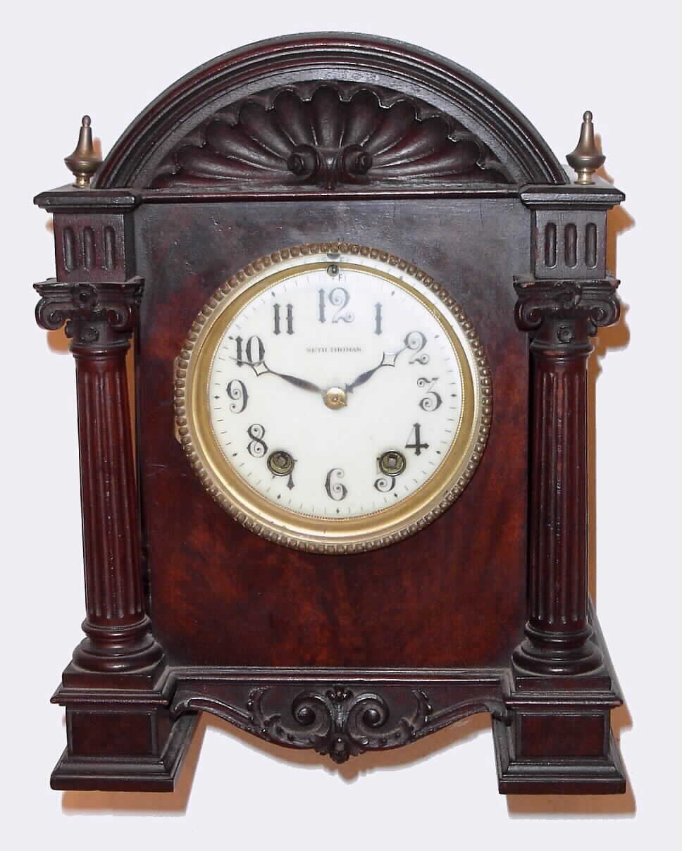 Seth Thomas Clock Co., New York, Mahogany 8-day time and strike cabinet clock, C.1890. — Antique Clocks Price Guide