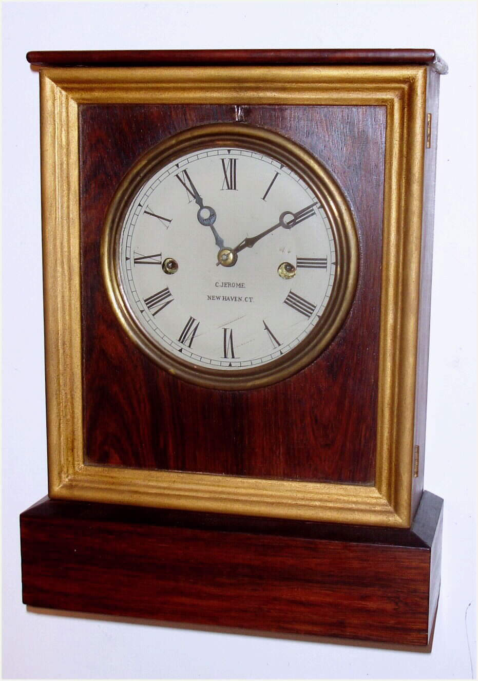 Chauncey Jerome, New Haven Conn, rosewood 8-day fusee, time and strike cottage clock, C.1855. — Antique Clocks Price Guide