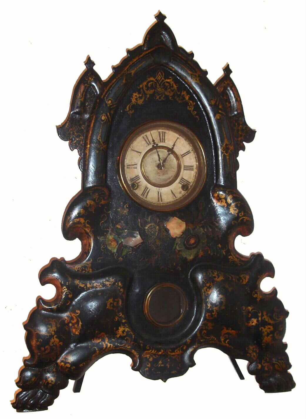 F. Kroeber Clock Co., New York, iron-front 8-day time and strike mantel clock, C.1870. — Antique Clocks Price Guide