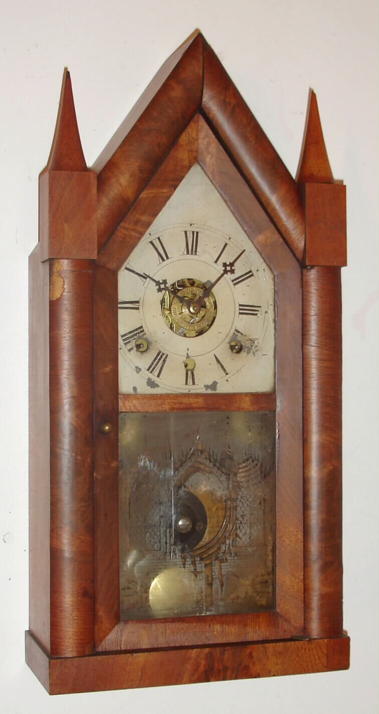 Chauncey Boardman, Bristol Conn., mahogany 30-hour time and strike fusee steeple clock, C.1848. — Antique Clocks Price Guide