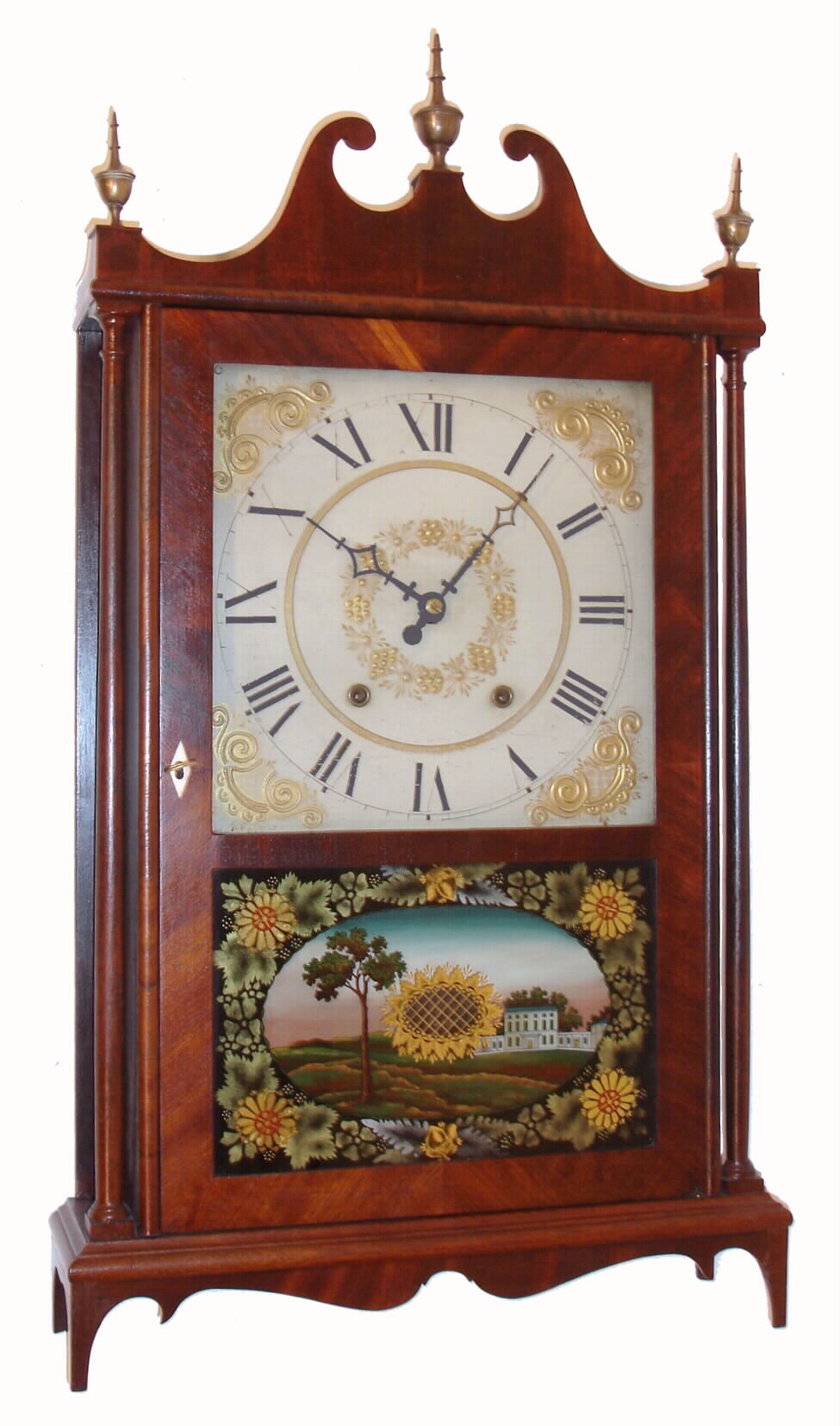 Seth Thomas, Plymouth Conn., 30-hour time and strike wooden-works pillar and scroll shelf clock, C.1825. — Antique Clocks Price Guide