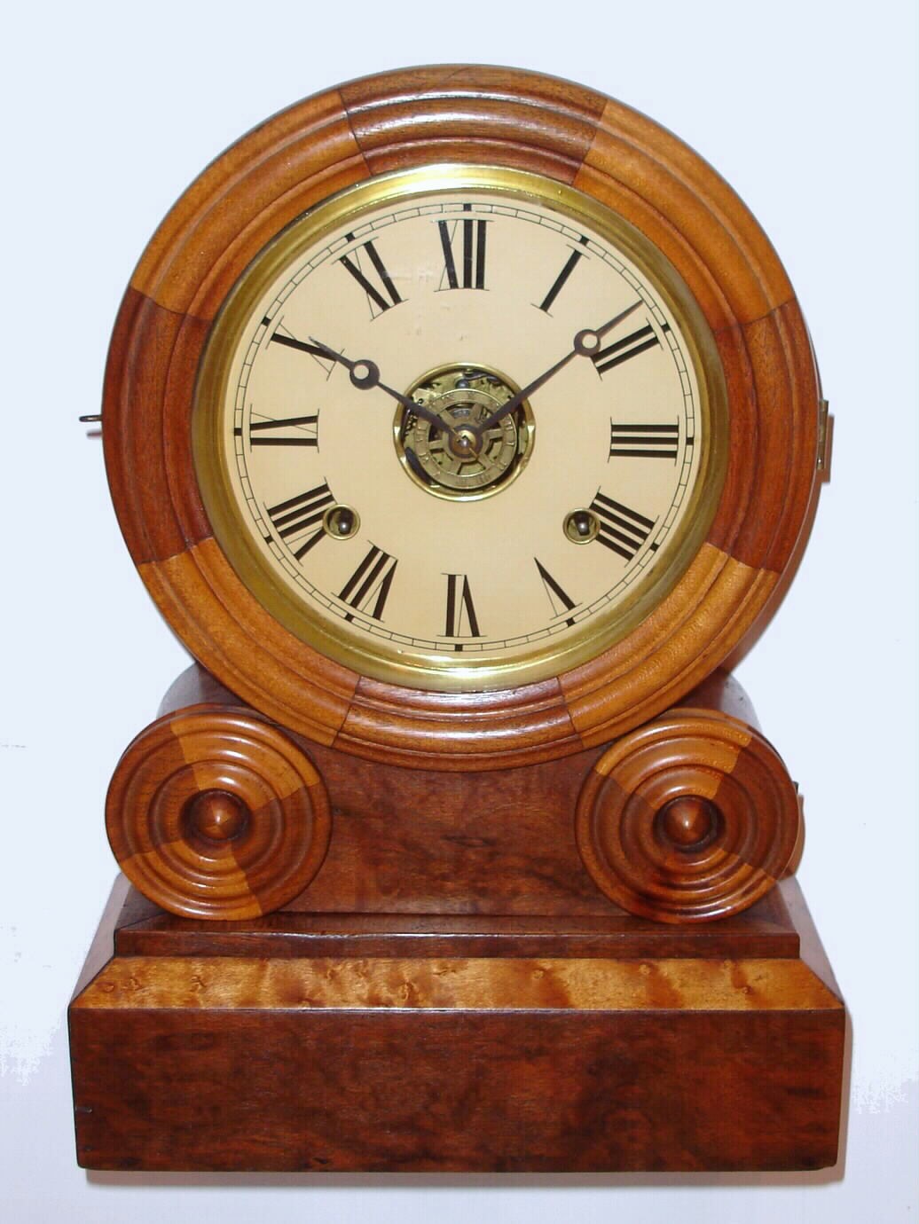 E. Ingraham, Bristol Conn. "Grecian Mosaic" 8-day time, strike and alarm mantel clock, C.1871. — Antique Clocks Price Guide