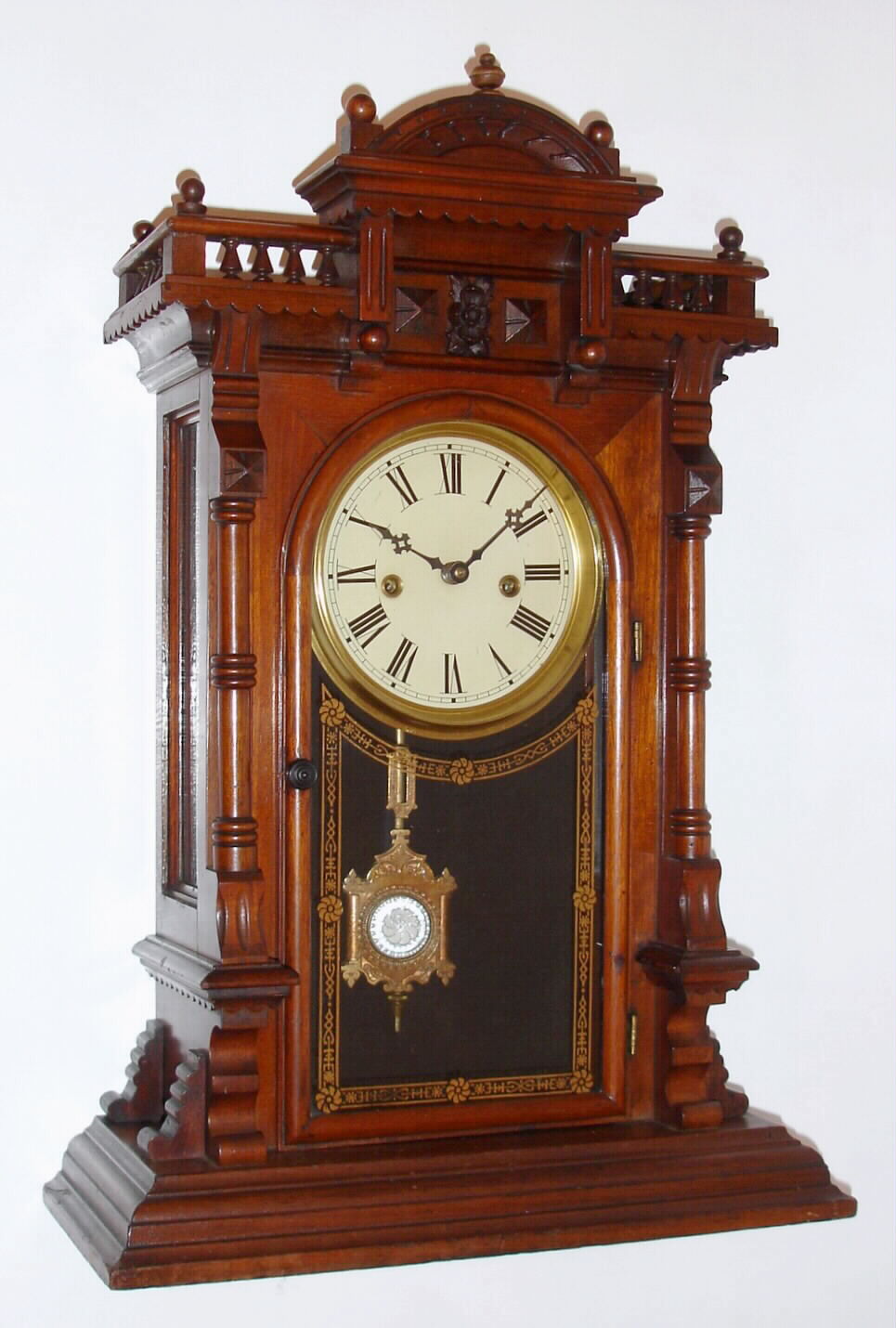 Welch Spring and Co., Forestville, Conn., "Nilsson" 8-day time and strike walnut shelf clock, C.1885 (one of the Patti series) — Antique Clocks Price Guide