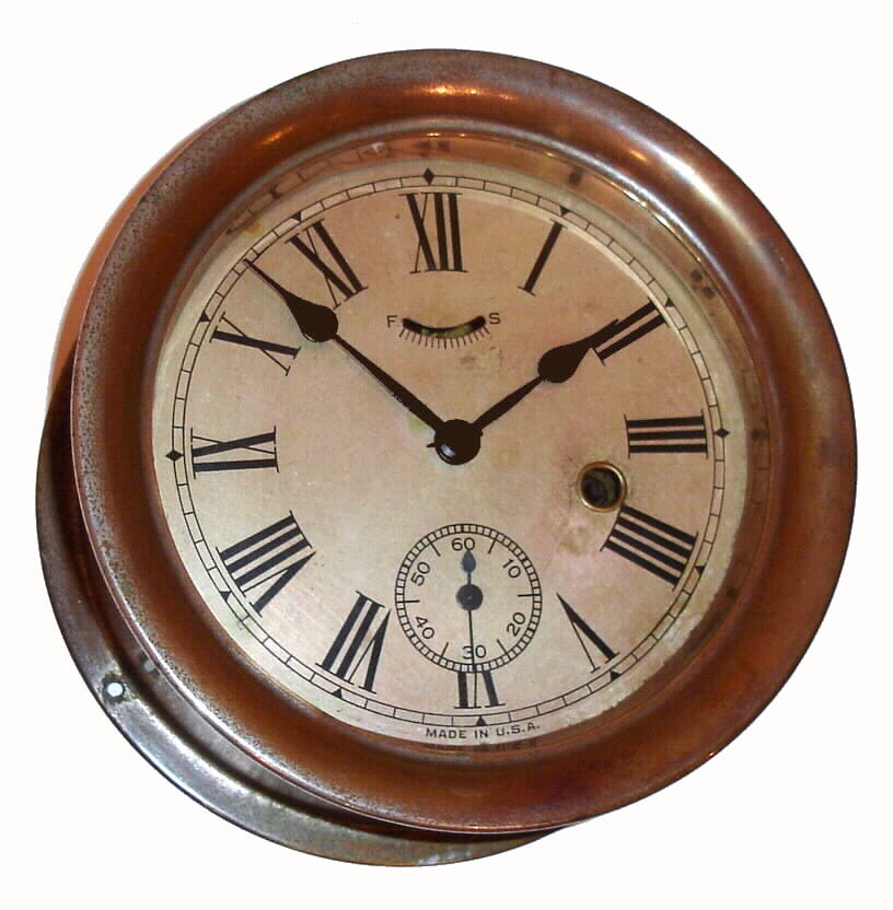 Seth Thomas, Thomaston Conn., 30-hour time-only nickel-plated boat clock, C.1915. — Antique Clocks Price Guide