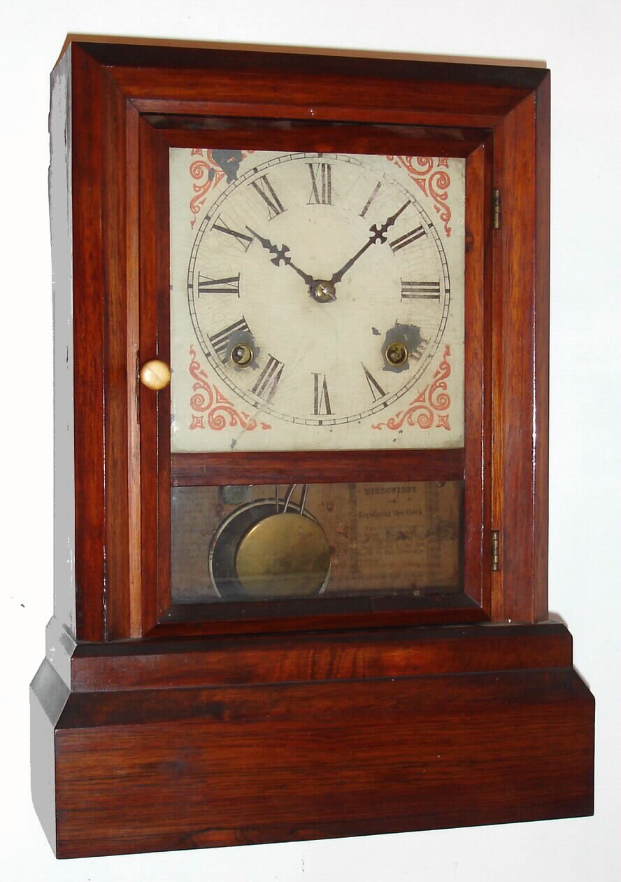 J.C. Brown, Bristol Conn., rosewood, 8-day time and strike cottage clock, C.1845. — Antique Clocks Price Guide