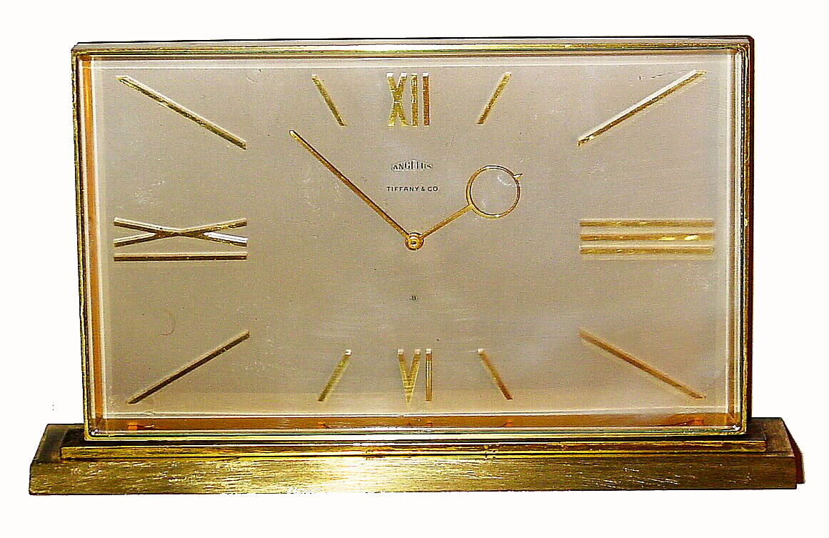Angelus Swiss for Tiffany, 8-day 15 jewel movement desk timepiece, c1950 — Antique Clocks Price Guide