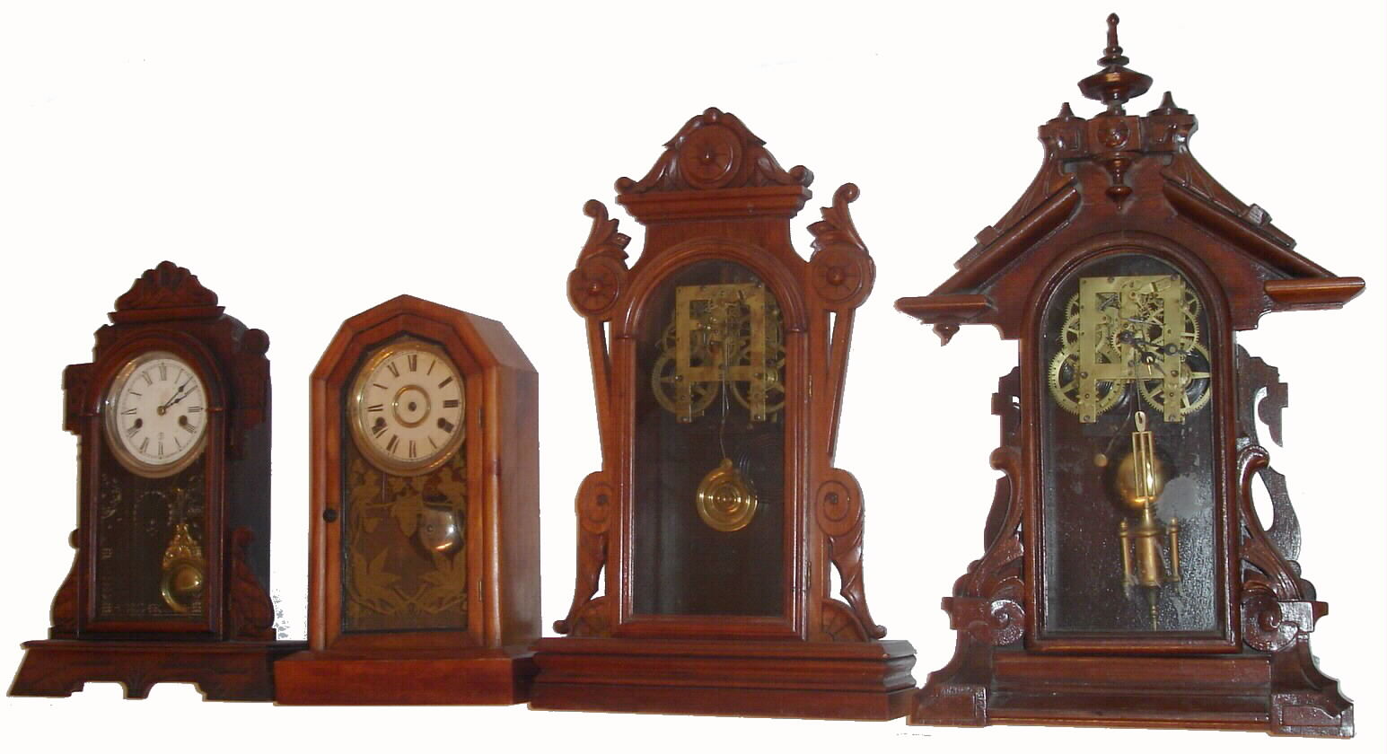 Clocks- (4) F. Kroeber Clock Co., New York shelf clocks; 8 day and 30 hour time and strike movements, "as is" — Antique Clocks Price Guide