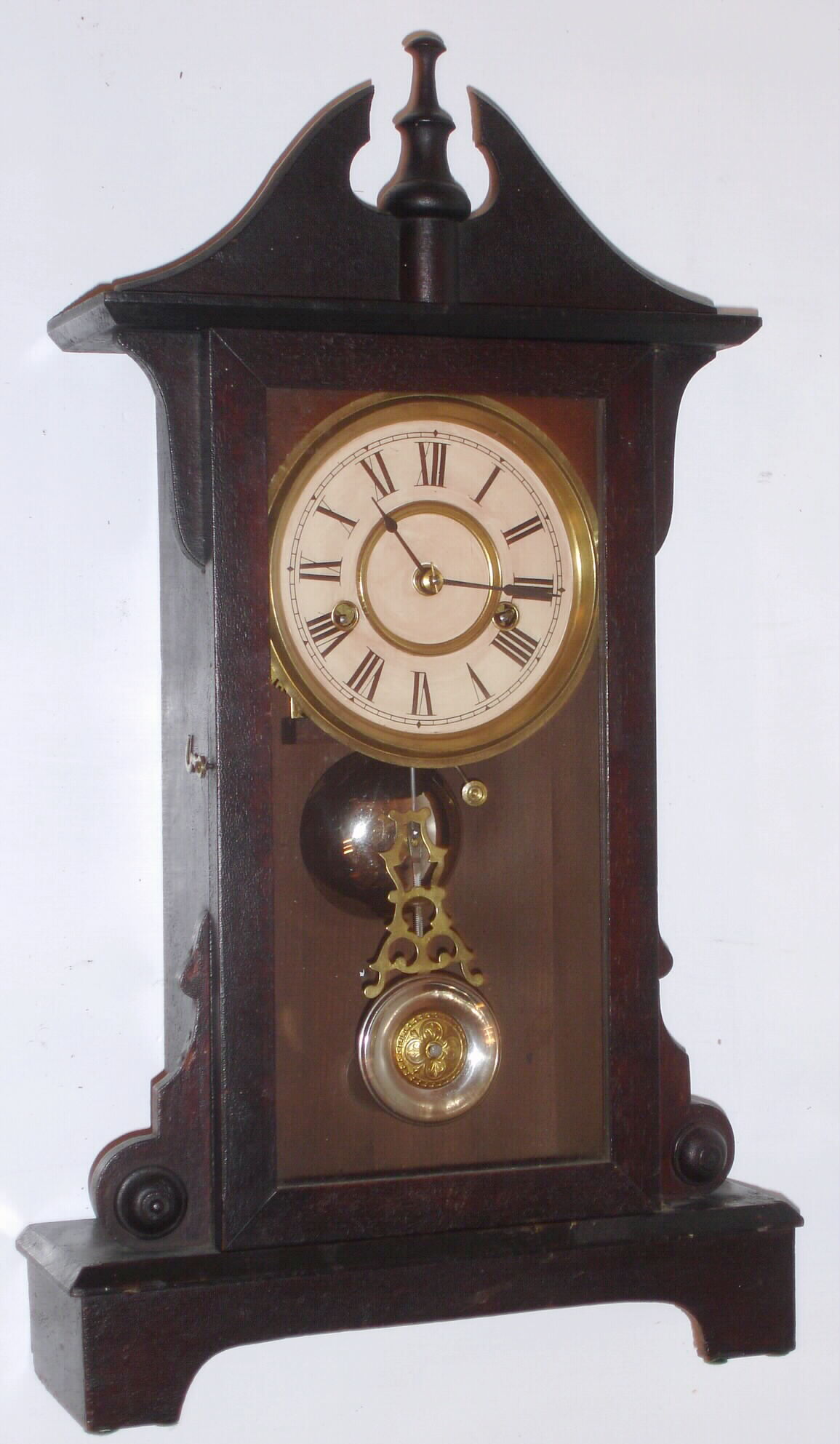 F. Kroeber Clock Co., New York "Wasp" 30 hour time and strike spring driven movement in walnut case, c1880 — Antique Clocks Price Guide