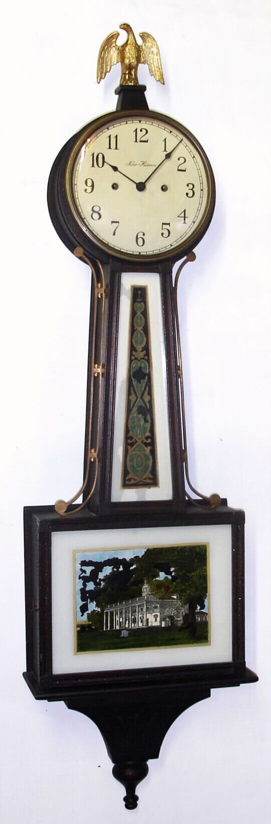 New Haven Clock Co., Conn., "Willard" mahogany 30-day time-only twin-spring banjo clock, C.1929. — Antique Clocks Price Guide
