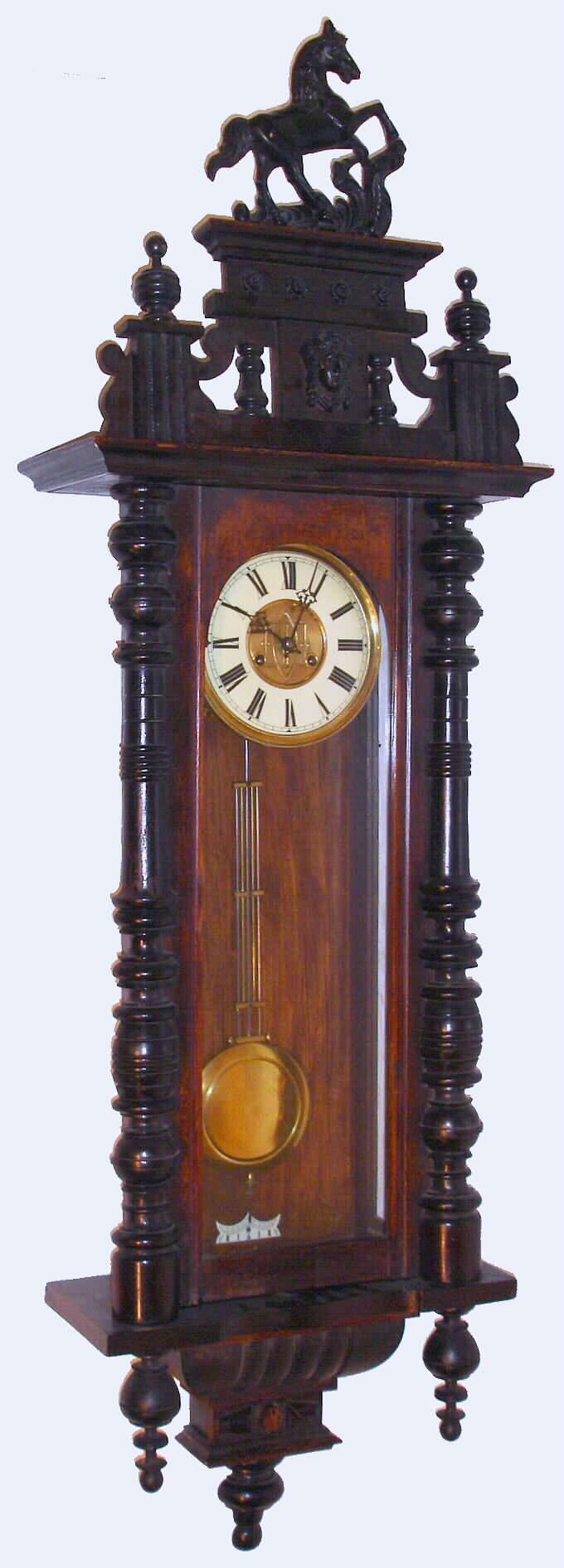 German wall clock 8 day time and strike spring driven movement in a mahogany case, c1900 — Antique Clocks Price Guide