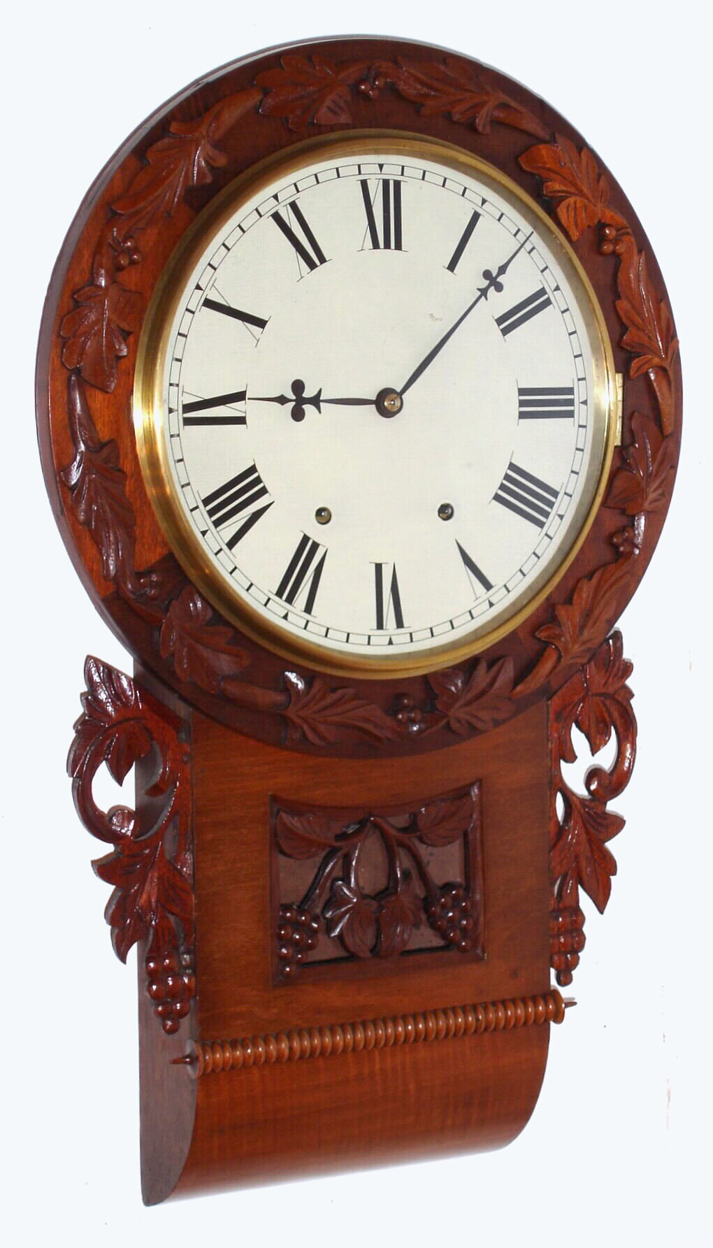 Anglo American, wall clock 8 day time and strike spring movement in a carved mahogany case, c1880 — Antique Clocks Price Guide
