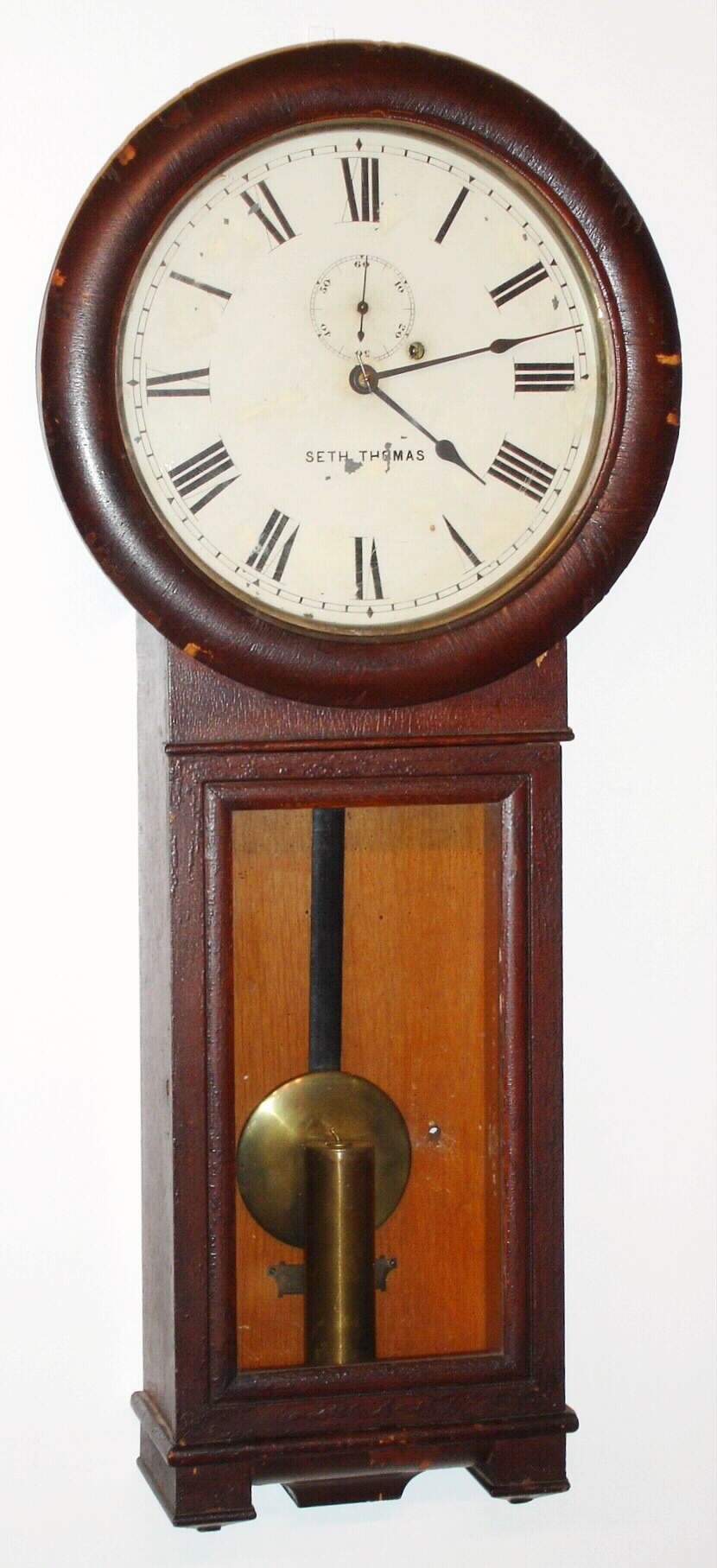 Seth Thomas Clock Co., C. 1890, "Regulator No. 2", 8-day weight driven timepiece in oak. — Antique Clocks Price Guide