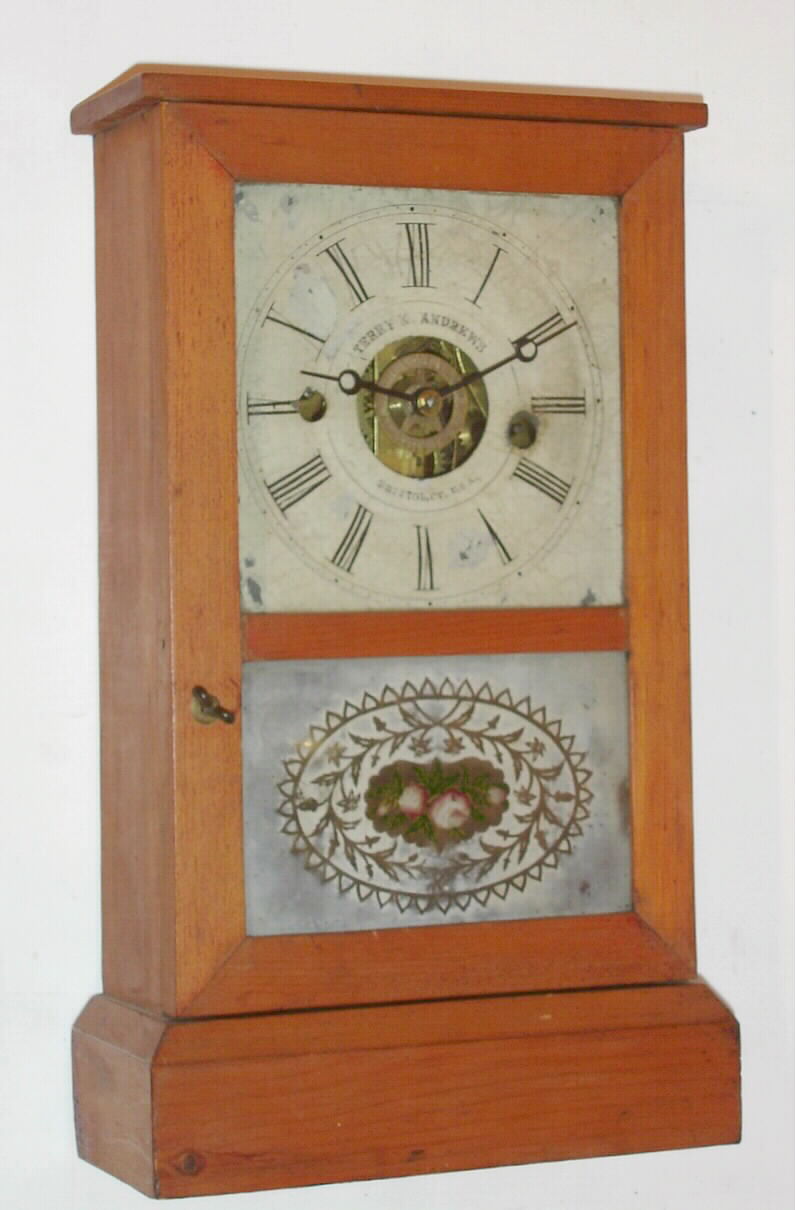 Terry and Andrews, Bristol, Conn., 30-hour time/alarm pine cottage clock, C. 1845 — Antique Clocks Price Guide