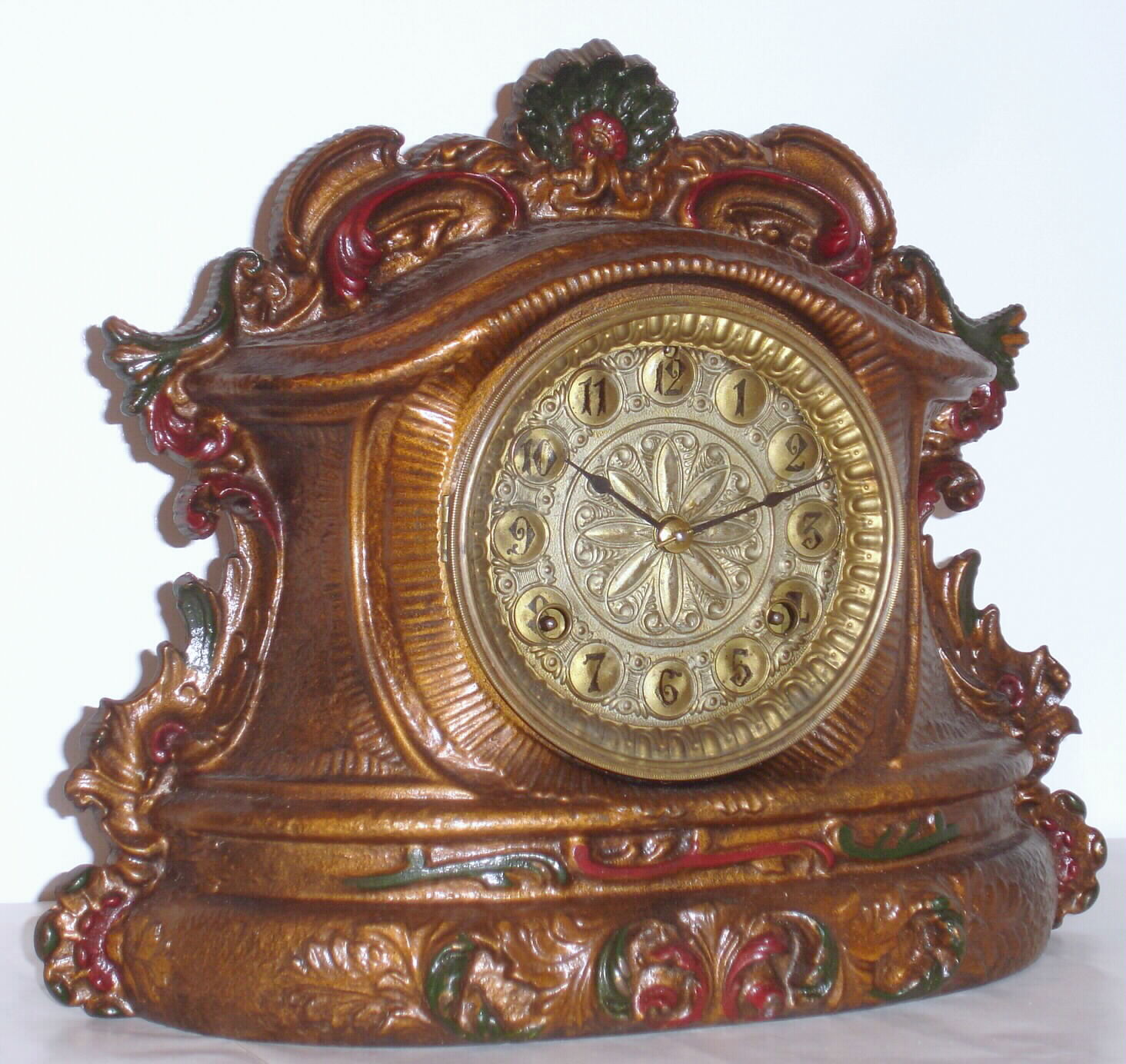 Waterbury Clock Co., "Cega", C. 1900, 8-day time/strike iron case mantel clock. — Antique Clocks Price Guide
