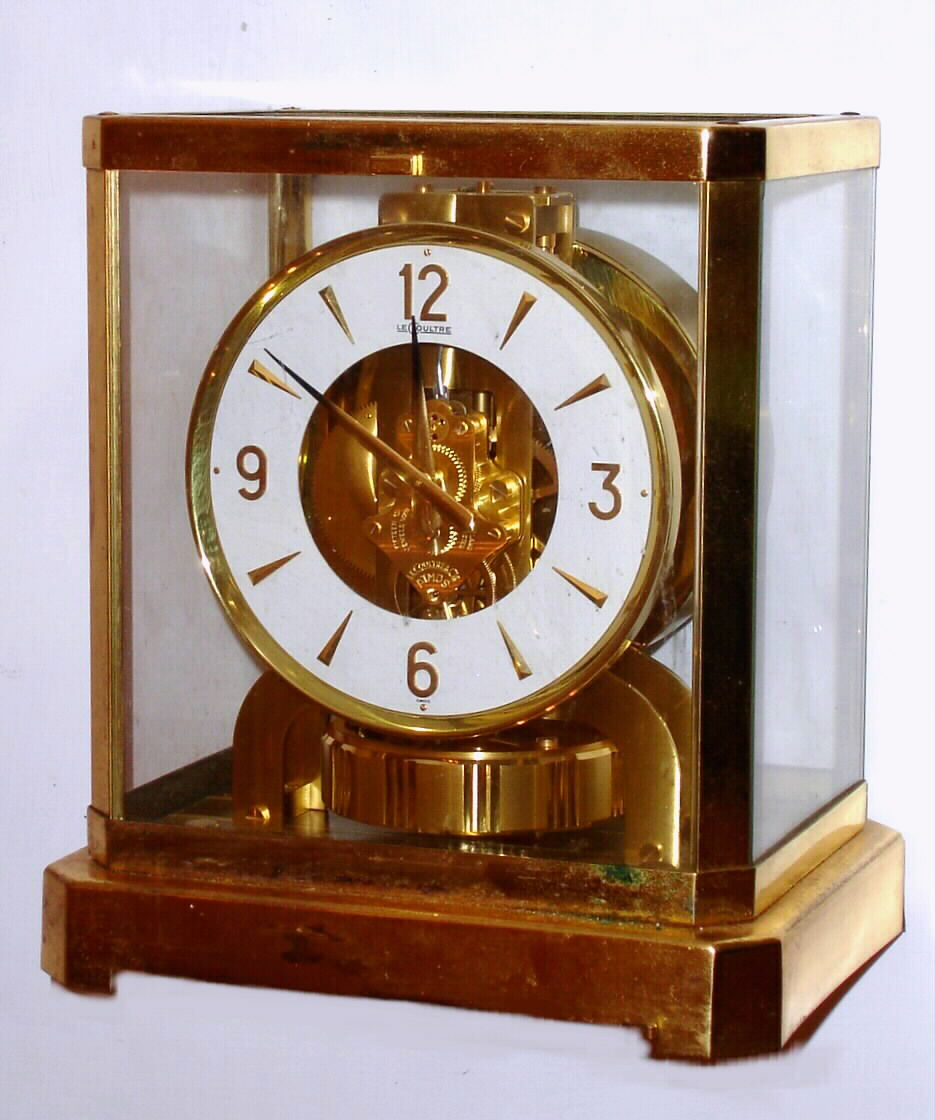 Swiss, LeCoultre, ATMOS, 15J, self winding perpetual running timepiece in a brass and glass case. Serial No. 239994, C. 1966 — Antique Clocks Price Guide