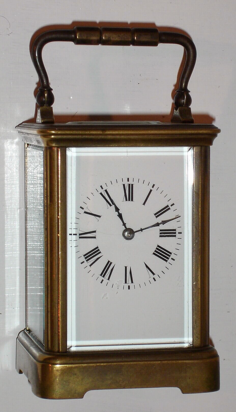 French, 8-day time/strike brass and glass carriage clock, in a simple Corniche case, C. 1900 — Antique Clocks Price Guide
