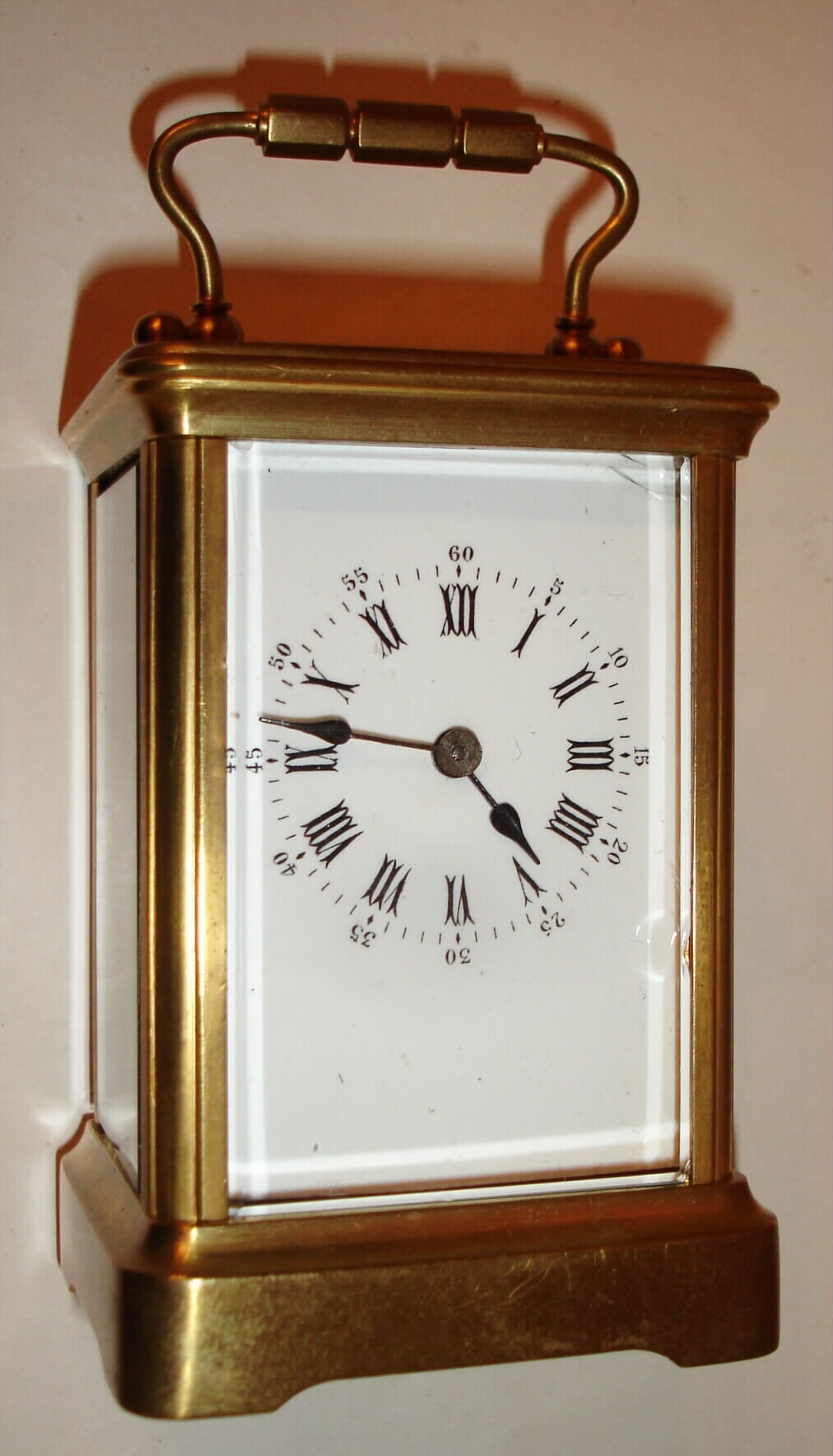 French, brass cased carriage timepiece in a Corniche case with cylinder platform escapement, C.1910 — Antique Clocks Price Guide