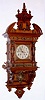 German, Lenzkirch, oak cased open well or "Berliner" style wall clock, 8-day time and strike, with fancy cast pendulum and many bronze trimmings. c1890, serial #952536
