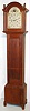 Silas Hoadley tall clock time and strike 30 hour wooden works movement with and date calendar at 6 o'clock and seconds bit at 12 o'clock in grain painted poplar and pine case, c1820