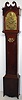 Henry Rentzheimer American tall case clock, 8 day time and strike weight driven movement in mahogany fan decorated case with arched brass dial and seaweed spandrels, displaying date aperture at 6 o'clock and second's bit at 12 o'clock and signed Henry Rentzheimer on disc in arch, c1785