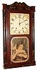 Henry Terry, Plymouth, Conn, mahogany-veneer 30-hour wooden-works stenciled column and splat weight-driven shelf clock, C.1835.