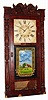 Jeromes and Darrow, Bristol, Conn. 8-day wooden-works oversize carved column and splat shelf clock, C.1830.