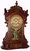 Ansonia Clock Co., New York, "Monarch" walnut 8-day time and strike parlor clock, C.1901.