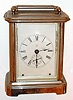 Ansonia Clock Co., New York, "Musical Carriage" nickel-plate 30-hour time and alarm portable clock, C.1883.